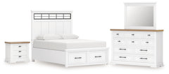 Best Deals Furniture - Ashley Furniture - Ashbryn King Panel Storage Bed, Dresser, Mirror and Nightstand - King Panel Storage Bed, Dresser, Mirror and Nightstand - B844B9