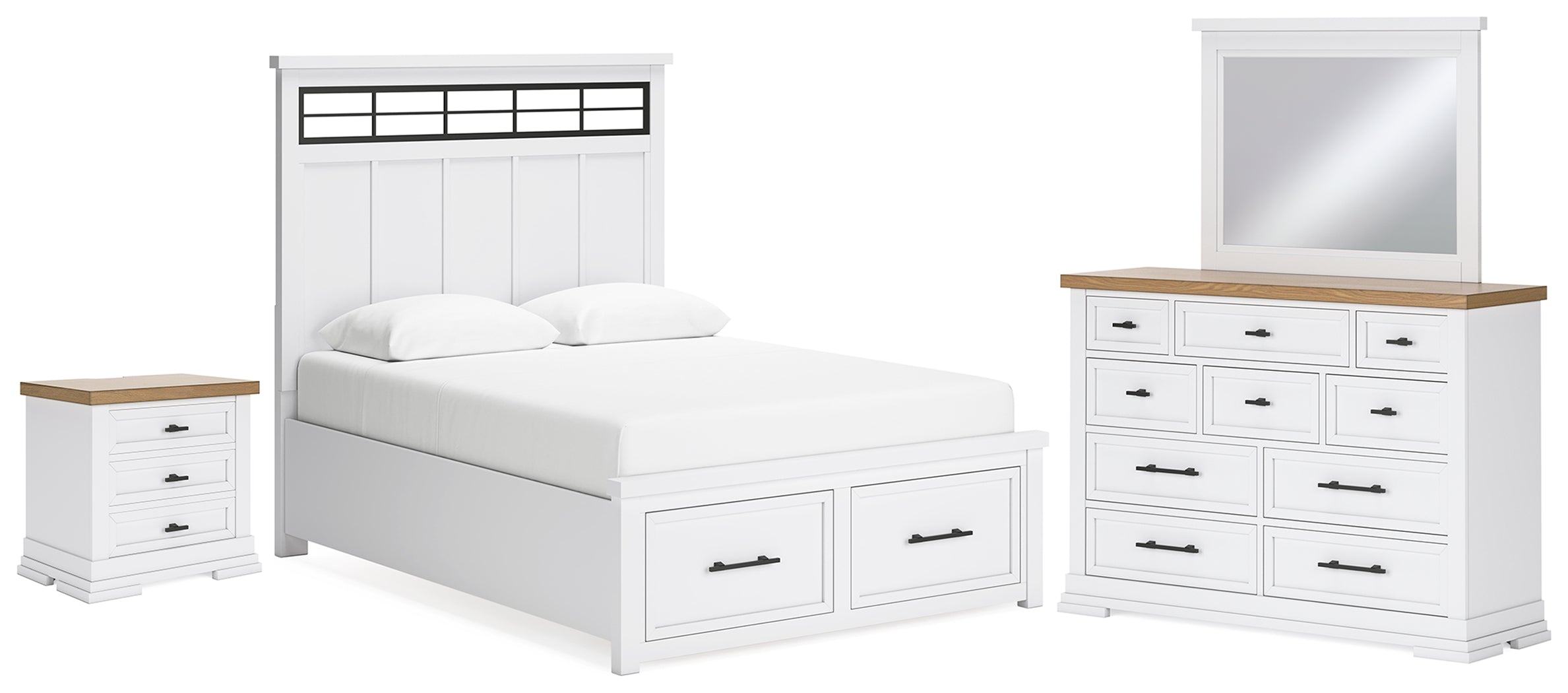 Best Deals Furniture - Ashley Furniture - Ashbryn Queen Storage Bed, Dresser, Mirror and Nightstand - Queen Storage Bed, Dresser, Mirror and Nightstand - B844B8