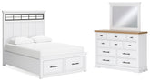 Best Deals Furniture - Ashley Furniture - Ashbryn Queen Panel Storage Bed, Dresser and Mirror - Queen Panel Storage Bed, Dresser and Mirror - B844B3