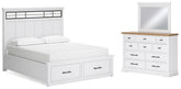 Best Deals Furniture - Ashley Furniture - Ashbryn California King Panel Storage Bed, Dresser and Mirror - California King Panel Storage Bed, Dresser and Mirror - B844B7