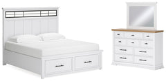 Best Deals Furniture - Ashley Furniture - Ashbryn King Panel Storage Bed, Dresser and Mirror - King Panel Storage Bed, Dresser and Mirror - B844B6