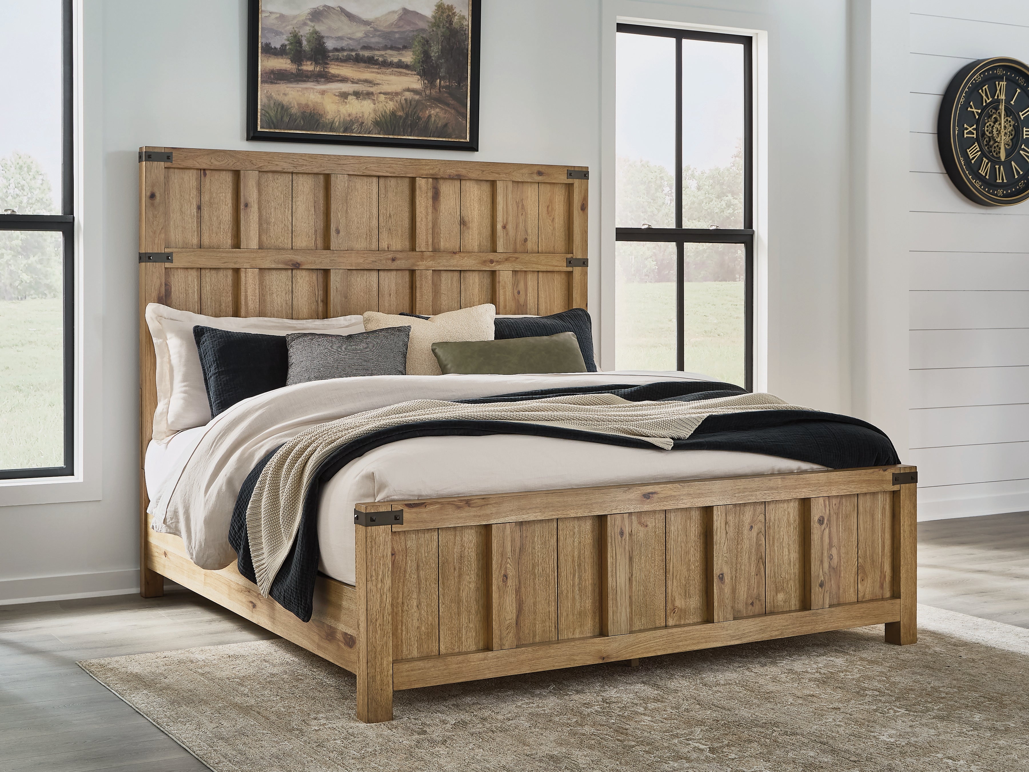 Best Deals Furniture - Ashley Furniture - Ridgester California King Panel Bed - California King Panel Bed - B858B7
