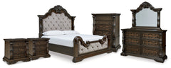 Best Deals Furniture - Ashley Furniture - Maylee King Upholstered Bed, Dresser, Mirror, Chest and 2 Nightstands - King Upholstered Bed, Dresser, Mirror, Chest and 2 Nightstands - B947B13