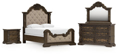 Best Deals Furniture - Ashley Furniture - Maylee Queen Upholstered Panel Bed, Dresser, Mirror and Nightstand - Queen Upholstered Panel Bed, Dresser, Mirror and Nightstand - B947B18