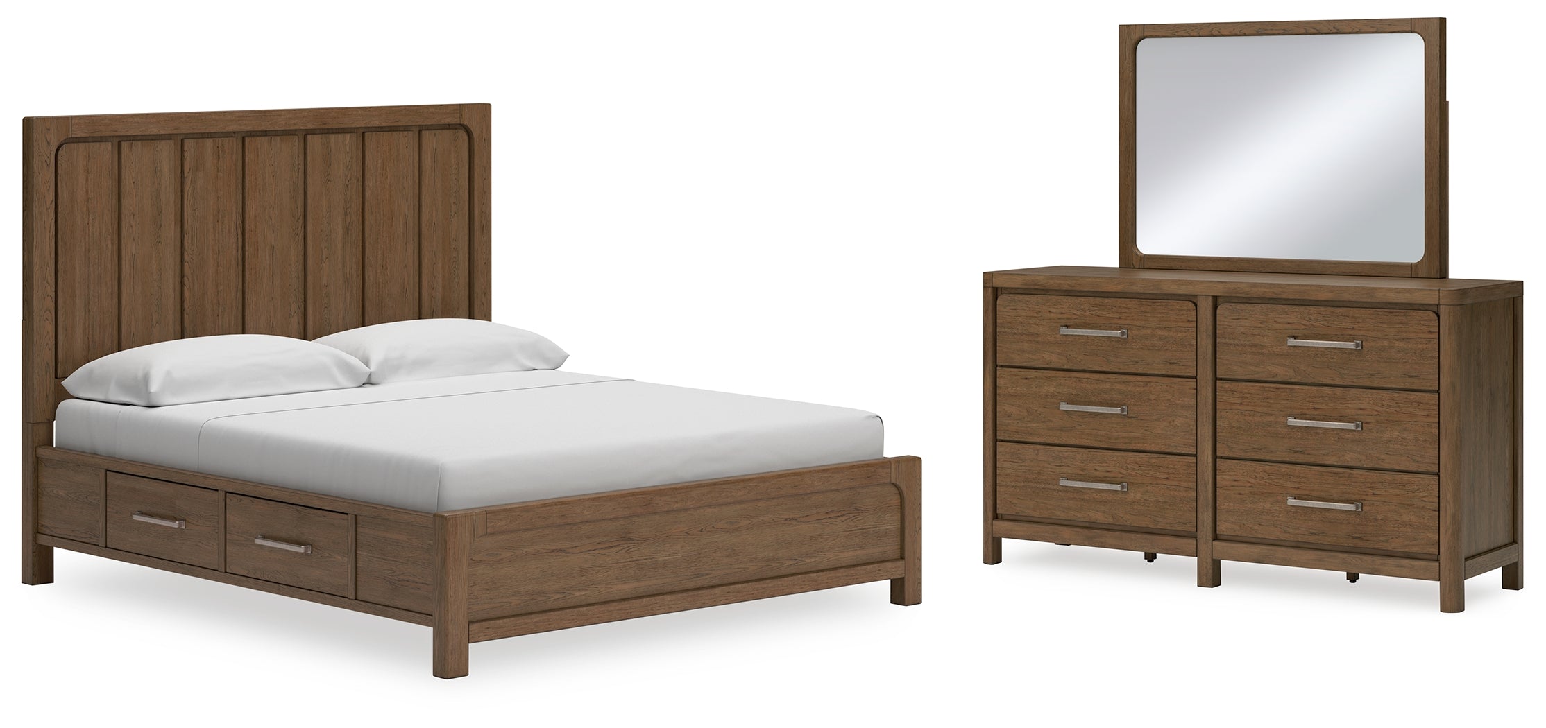 Best Deals Furniture - Ashley Furniture - Cabalynn California King Panel Bed with Storage, Dresser and Mirror - California King Panel Bed with Storage, Dresser and Mirror - B974B13