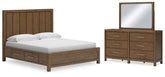 Best Deals Furniture - Ashley Furniture - Cabalynn King Panel Bed with Storage, Dresser and Mirror - King Panel Bed with Storage, Dresser and Mirror - B974B12