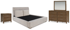 Best Deals Furniture - Ashley Furniture - Cabalynn King Upholstered Bed, Dresser, Mirror and Nightstand - King Upholstered Bed, Dresser, Mirror and Nightstand - B974B14