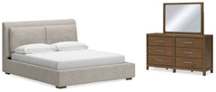 Best Deals Furniture - Ashley Furniture - Cabalynn King Upholstered Bed, Dresser and Mirror - King Upholstered Bed, Dresser and Mirror - B974B10