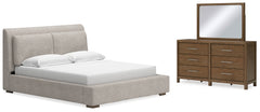Best Deals Furniture - Ashley Furniture - Cabalynn California King Upholstered Bed, Dresser and Mirror - California King Upholstered Bed, Dresser and Mirror - B974B11