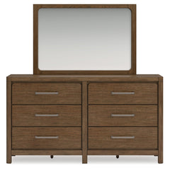Cabalynn California King Panel Bed with Storage, Dresser and Mirror