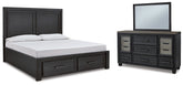 Best Deals Furniture - Ashley Furniture - Foyland California King Panel Storage Bed, Dresser and Mirror - California King Panel Storage Bed, Dresser and Mirror - B989B8