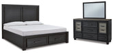Best Deals Furniture - Ashley Furniture - Foyland King Panel Storage Bed, Dresser and Mirror - King Panel Storage Bed, Dresser and Mirror - B989B7