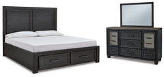 Best Deals Furniture - Ashley Furniture - Foyland King Panel Storage Bed, Dresser and Mirror - King Panel Storage Bed, Dresser and Mirror - B989B7