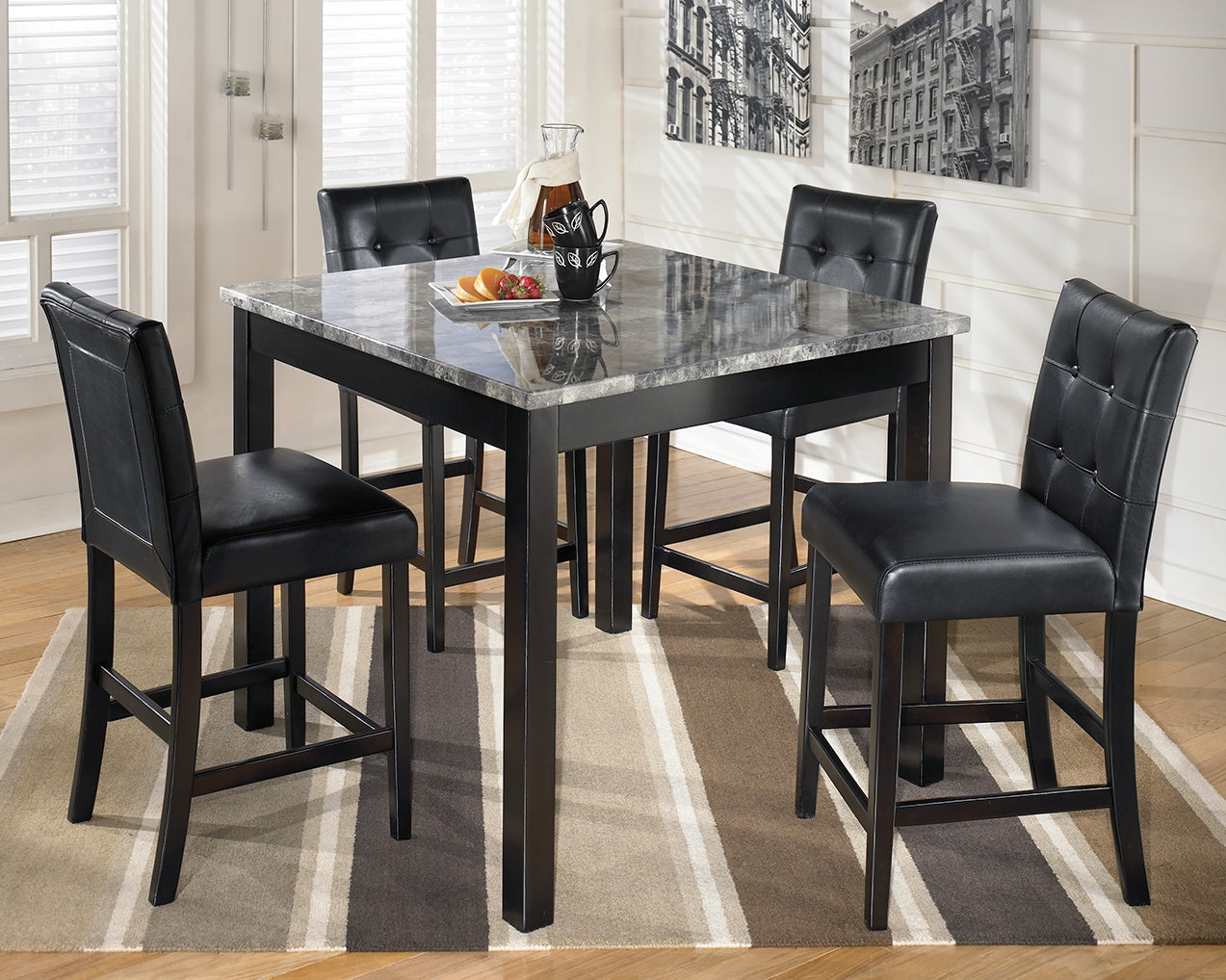 Best Deals Furniture - Ashley Furniture - Maysville Counter Height Dining Table and Bar Stools (Set of 5) - Square Counter TBL Set (5/CN) - D154-223