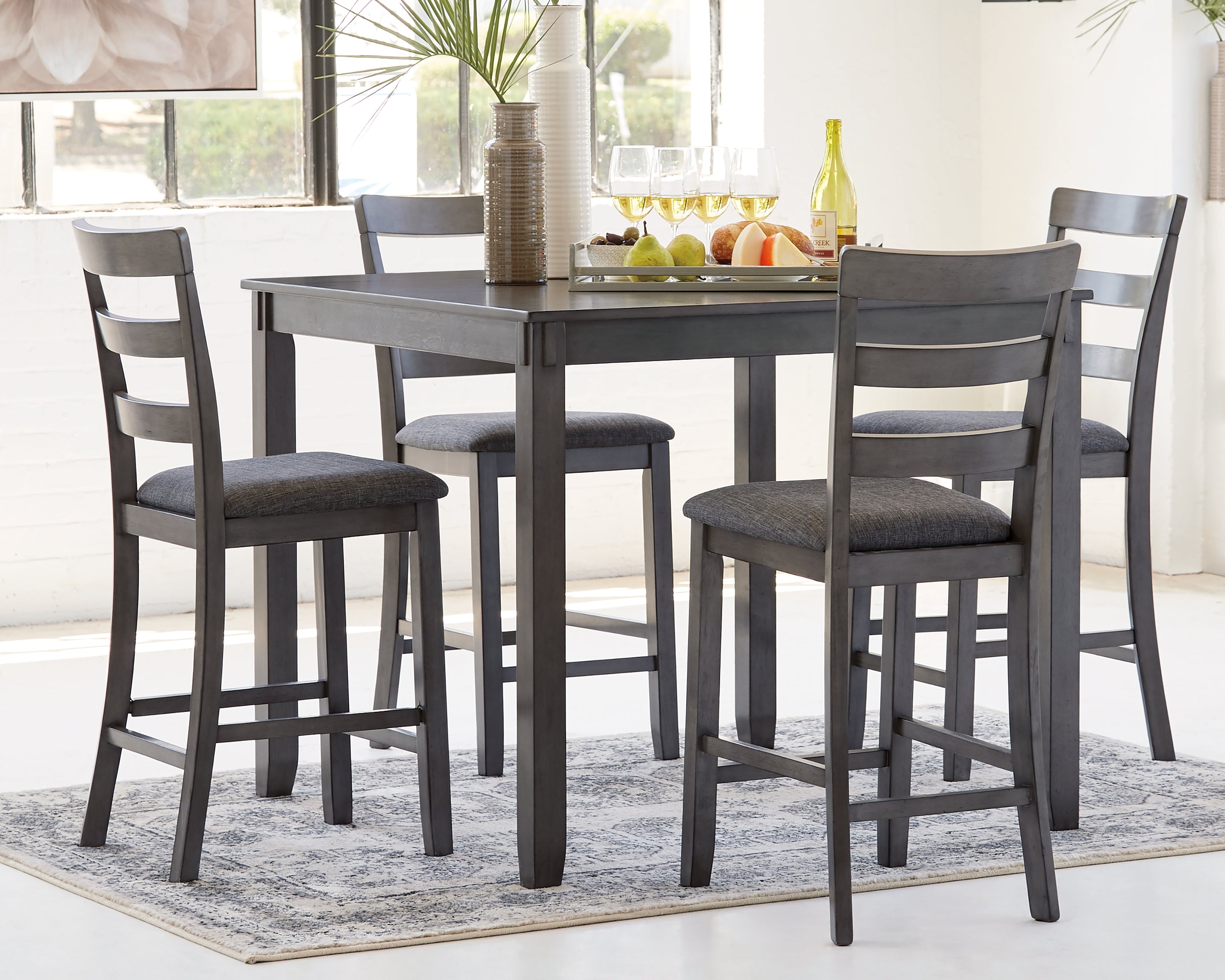 Best Deals Furniture - Ashley Furniture - Bridson Counter Height Dining Table and Bar Stools (Set of 5) - Square Counter TBL Set (5/CN) - D383-223