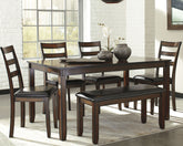 Best Deals Furniture - Ashley Furniture - Coviar Dining Table and Chairs with Bench (Set of 6) - Dining Room Table Set (6/CN) - D385-325
