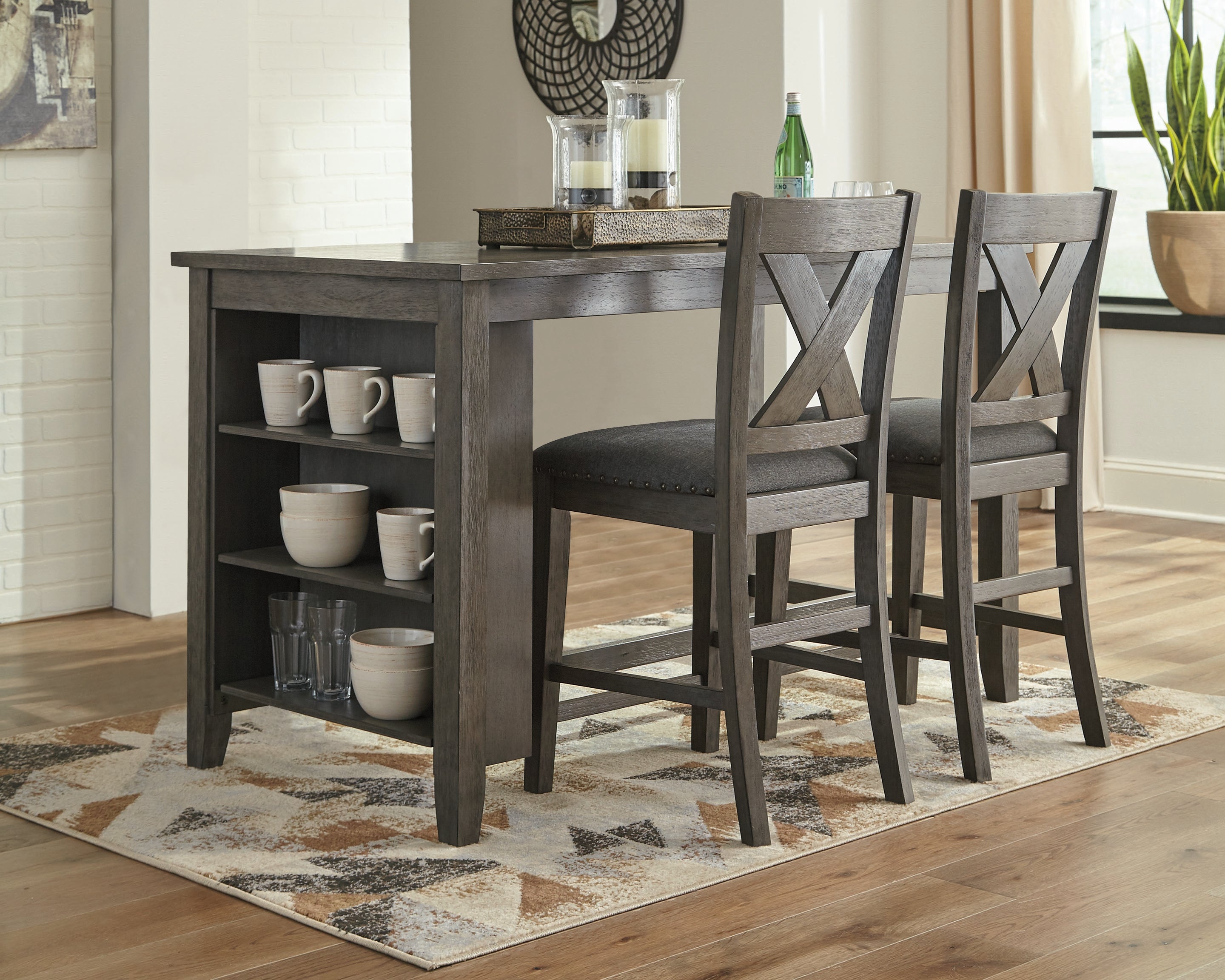 Best Deals Furniture - Ashley Furniture - Caitbrook Counter Height Dining Table and 2 Barstools - Counter Height Dining Table and 2 Barstools / Gray - D388D5