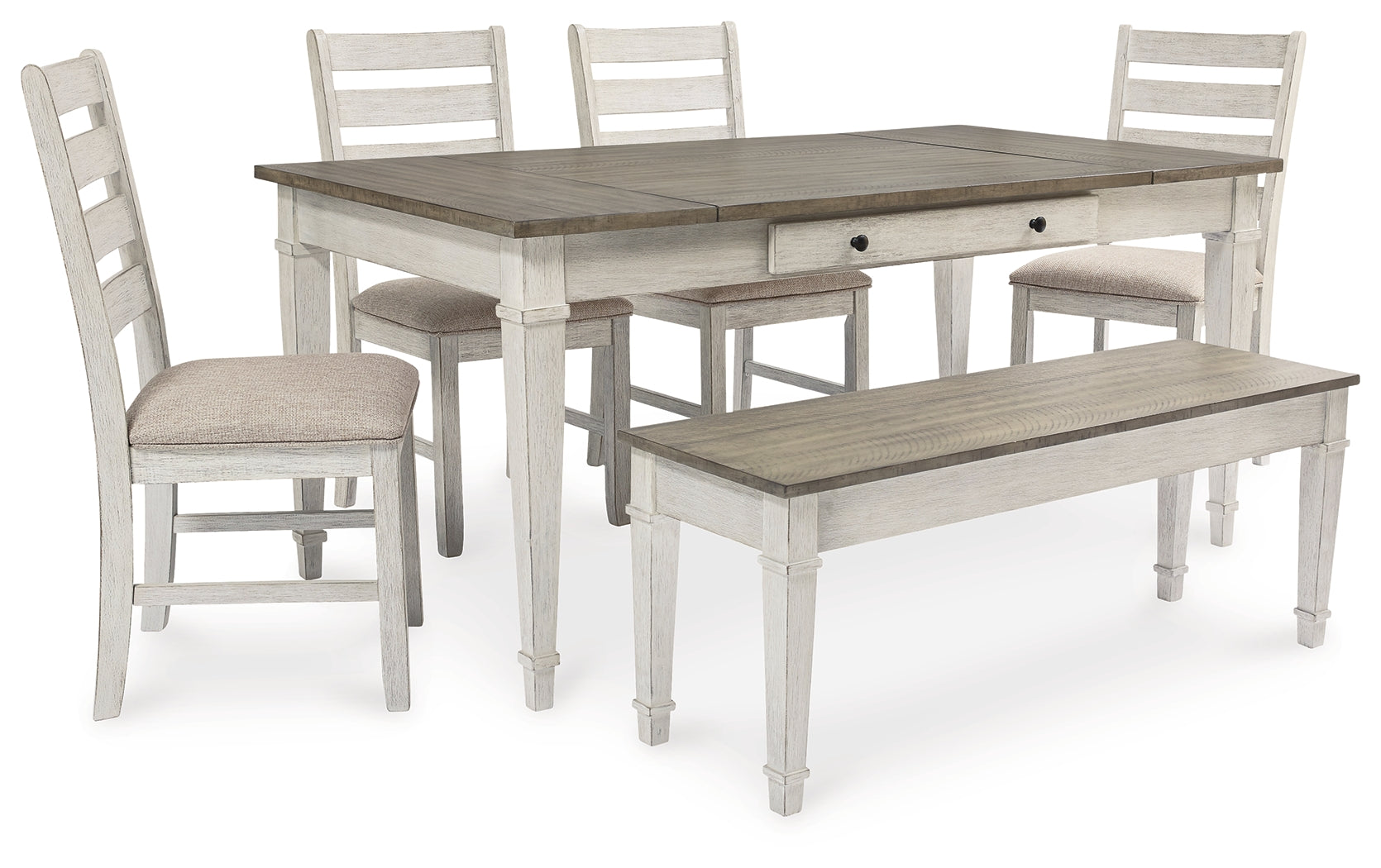 Best Deals Furniture - Ashley Furniture - Skempton Dining Table, 4 Chairs, and Bench - Dining Table, 4 Chairs, and Bench - D394D5