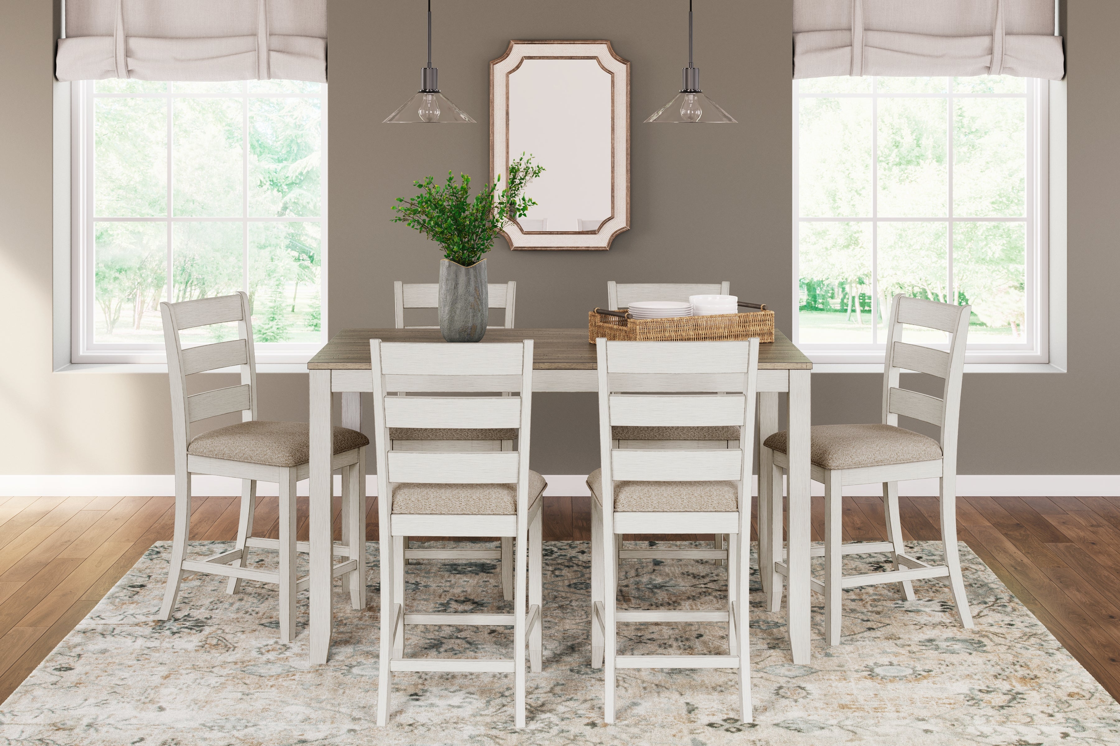 Best Deals Furniture - Ashley Furniture - Skempton Counter Height Dining Table and Bar Stools (Set of 7) - RECT DRM Counter TBL Set(7/CN) - D394-423