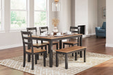 Best Deals Furniture - Ashley Furniture - Gesthaven Dining Table with 4 Chairs and Bench (Set of 6) - Dining Room Table Set (6/CN) - D396-325