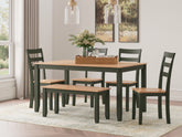 Best Deals Furniture - Ashley Furniture - Gesthaven Dining Table with 4 Chairs and Bench (Set of 6) - Dining Room Table Set (6/CN) - D401-325