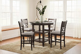 Best Deals Furniture - Ashley Furniture - Langwest Counter Height Dining Table and 4 Barstools (Set of 5) - DRM Counter Table Set (5/CN) - D422-223