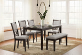 Best Deals Furniture - Ashley Furniture - Langwest Dining Table and 4 Chairs and Bench (Set of 6) - Dining Room Table Set (6/CN) - D422-325