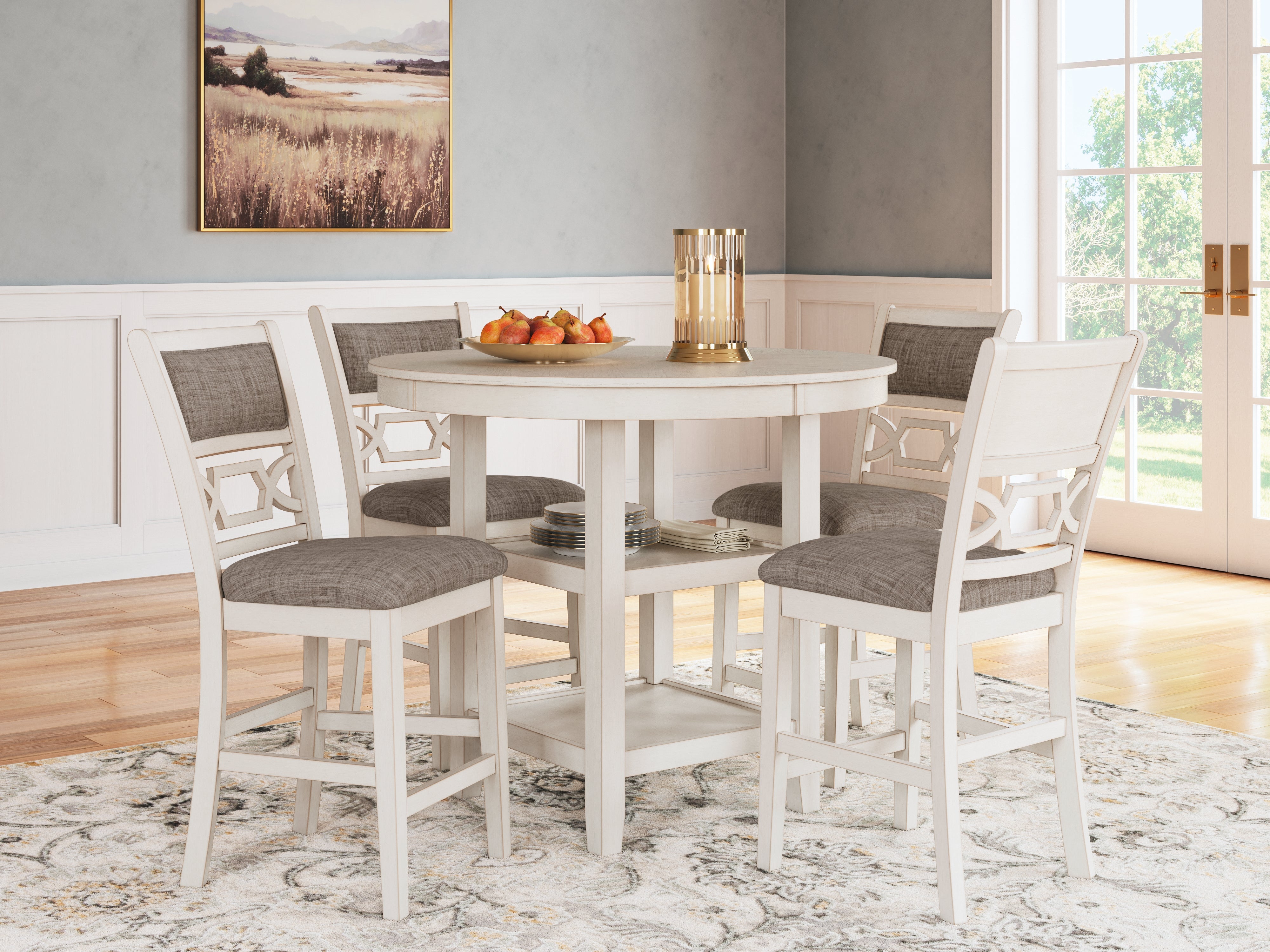 Best Deals Furniture - Ashley Furniture - Erinberg Counter Height Dining Table and 4 Barstools (Set of 5) - DRM Counter Table Set (5/CN) - D423-223
