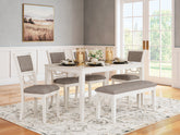 Best Deals Furniture - Ashley Furniture - Erinberg Dining Table and 4 Chairs and Bench (Set of 6) - Dining Room Table Set (6/CN) - D423-325