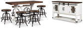 Best Deals Furniture - Ashley Furniture - Valebeck Counter Height Dining Table, 6 Barstools and Server - Counter Height Dining Table, 6 Barstools and Server - D546D32