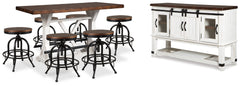 Best Deals Furniture - Ashley Furniture - Valebeck Counter Height Dining Table, 6 Barstools and Server - Counter Height Dining Table, 6 Barstools and Server - D546D32