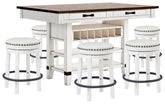 Best Deals Furniture - Ashley Furniture - Valebeck Counter Height Dining Table and 6 Barstools - Counter Height Dining Table and 6 Barstools - D546D33