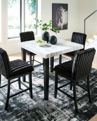Mervannie Counter Height Dining Table and 4 Barstools