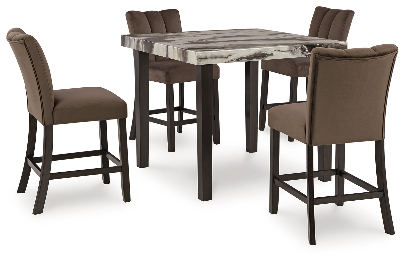 Best Deals Furniture - Ashley Furniture - Jeshina Counter Height Dining Table and 4 Barstools - Counter Height Dining Table and 4 Barstools / Dark Brown - PCD581D3