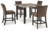 Best Deals Furniture - Ashley Furniture - Jeshina Counter Height Dining Table and 4 Barstools - Counter Height Dining Table and 4 Barstools / Dark Brown - PCD581D3