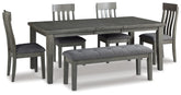 Best Deals Furniture - Ashley Furniture - Hallanden Dining Table, 4 Chairs, and Bench - Dining Table, 4 Chairs, and Bench - D589D2