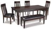 Best Deals Furniture - Ashley Furniture - Haddigan Dining Table with 4 Chairs and Bench - Dining Table with 4 Chairs and Bench - D596D2