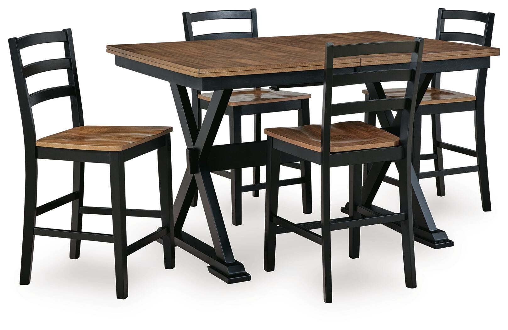 Best Deals Furniture - Ashley Furniture - Wildenauer Counter Height Extension Dining Table and 4 Barstools - Counter Height Extension Dining Table and 4 Barstools - D634D9