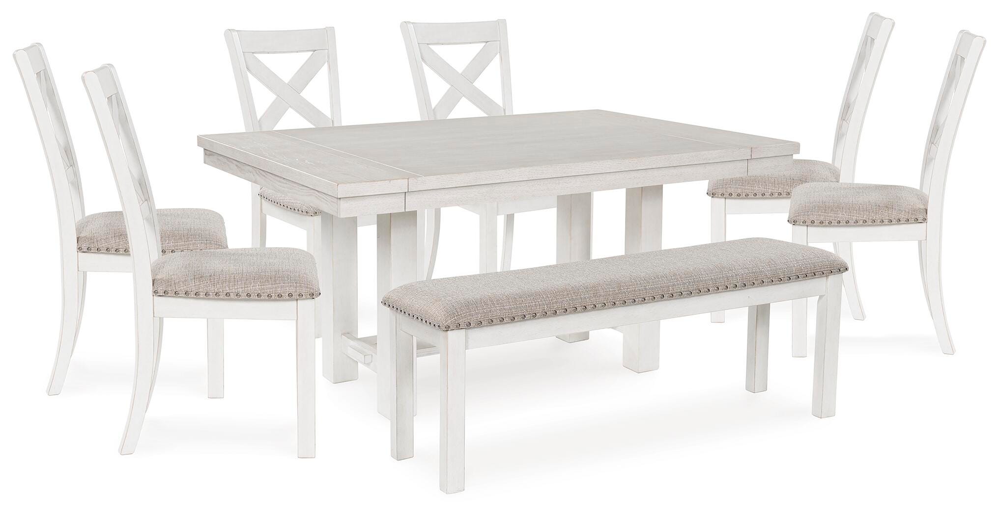 Best Deals Furniture - Ashley Furniture - Robbinsdale Dining Table, 6 Chairs and Bench - Dining Table, 6 Chairs and Bench - D642D11