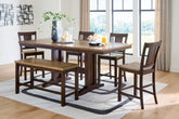 Best Deals Furniture - Ashley Furniture - Rylandeen Counter Height Extension Dining Table 4 Barstools and Bench - Counter Height Extension Dining Table 4 Barstools and Bench - PCD651D4