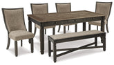 Best Deals Furniture - Ashley Furniture - Tyler Creek Dining Table and 4 Chairs with Bench - Dining Table and 4 Chairs with Bench - D736D11
