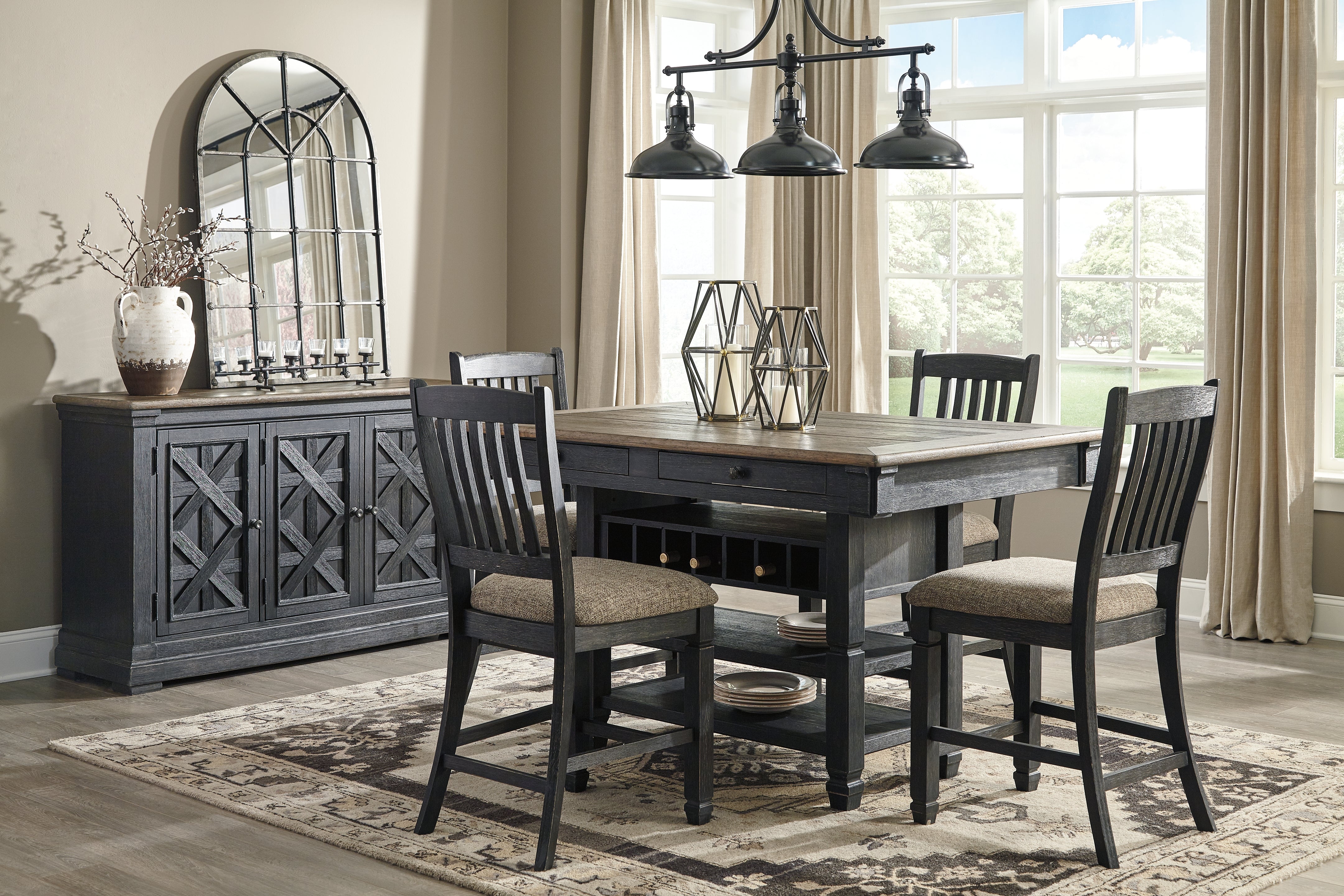 Best Deals Furniture - Ashley Furniture - Tyler Creek Counter Height Dining Table and 4 Barstools with Server - Counter Height Dining Table and 4 Barstools with Server - D736D10