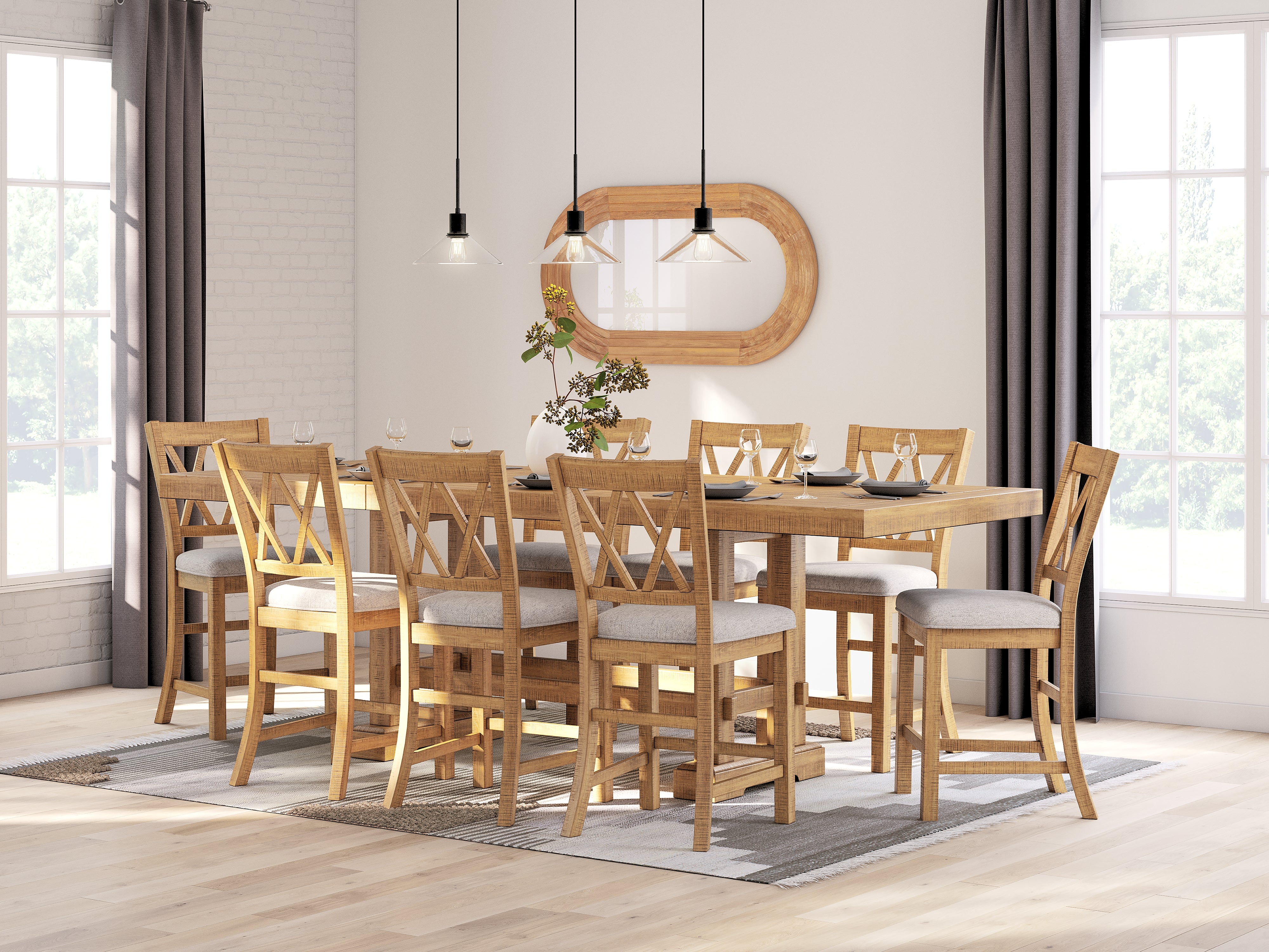 Best Deals Furniture - Ashley Furniture - Havonplane Counter Height Dining Table and 8 Barstools - Counter Height Dining Table and 8 Barstools - D773D4