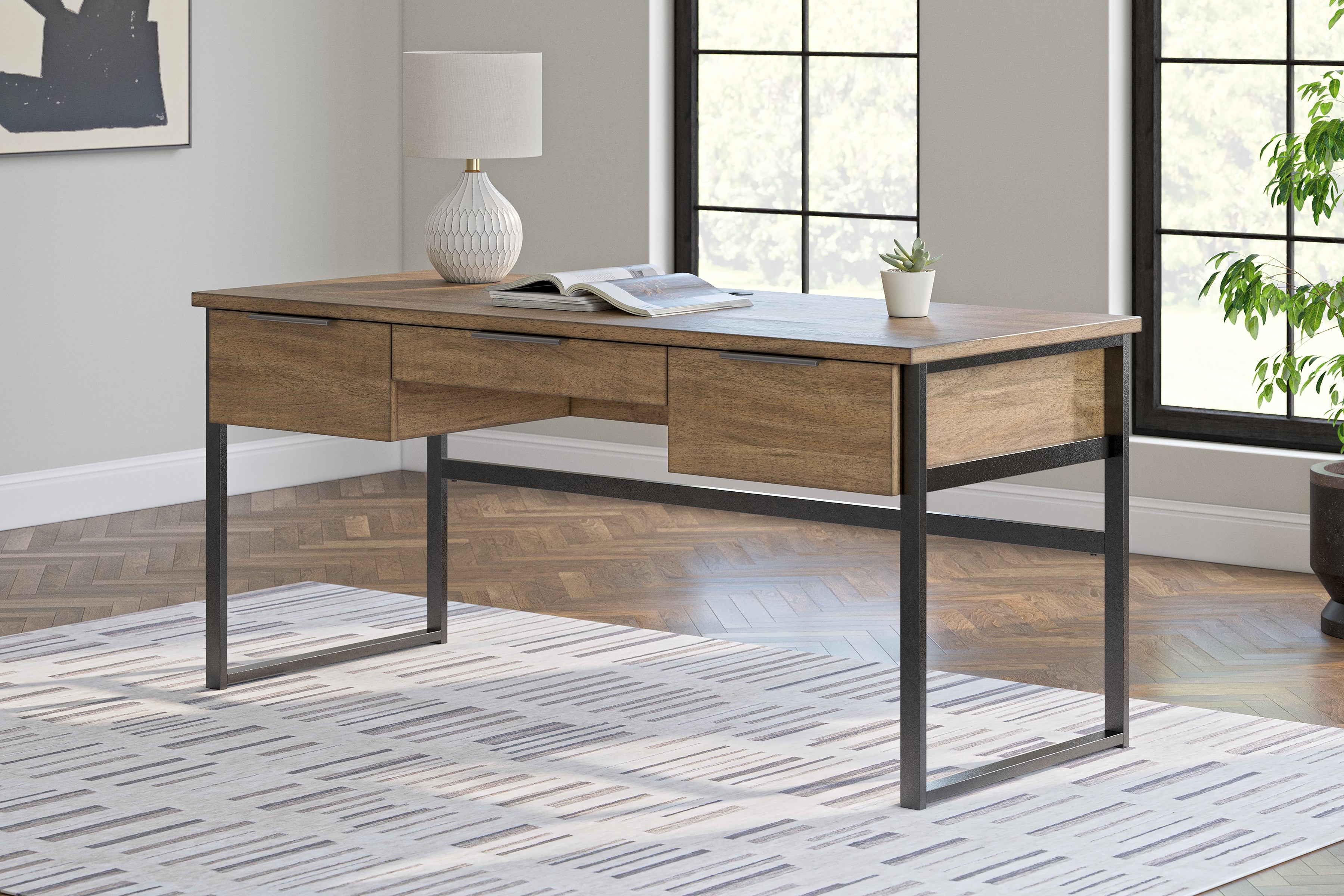 Best Deals Furniture - Ashley Furniture - Montia 67" Home Office Desk - Home Office Desk - H632-44