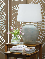 Best Deals Furniture - Ashley Furniture - Shawburg Table Lamp - Terracotta Table Lamp (1/CN) - L100814