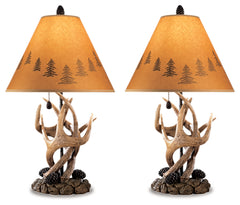 Best Deals Furniture - Ashley Furniture - Derek Table Lamp (Set of 2) - Poly Table Lamp (Set of 2) / Brown - L316984