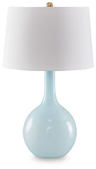 Best Deals Furniture - Ashley Furniture - Rylanton Table Lamp - Glass Table Lamp (1/CN) / Aqua - L430874
