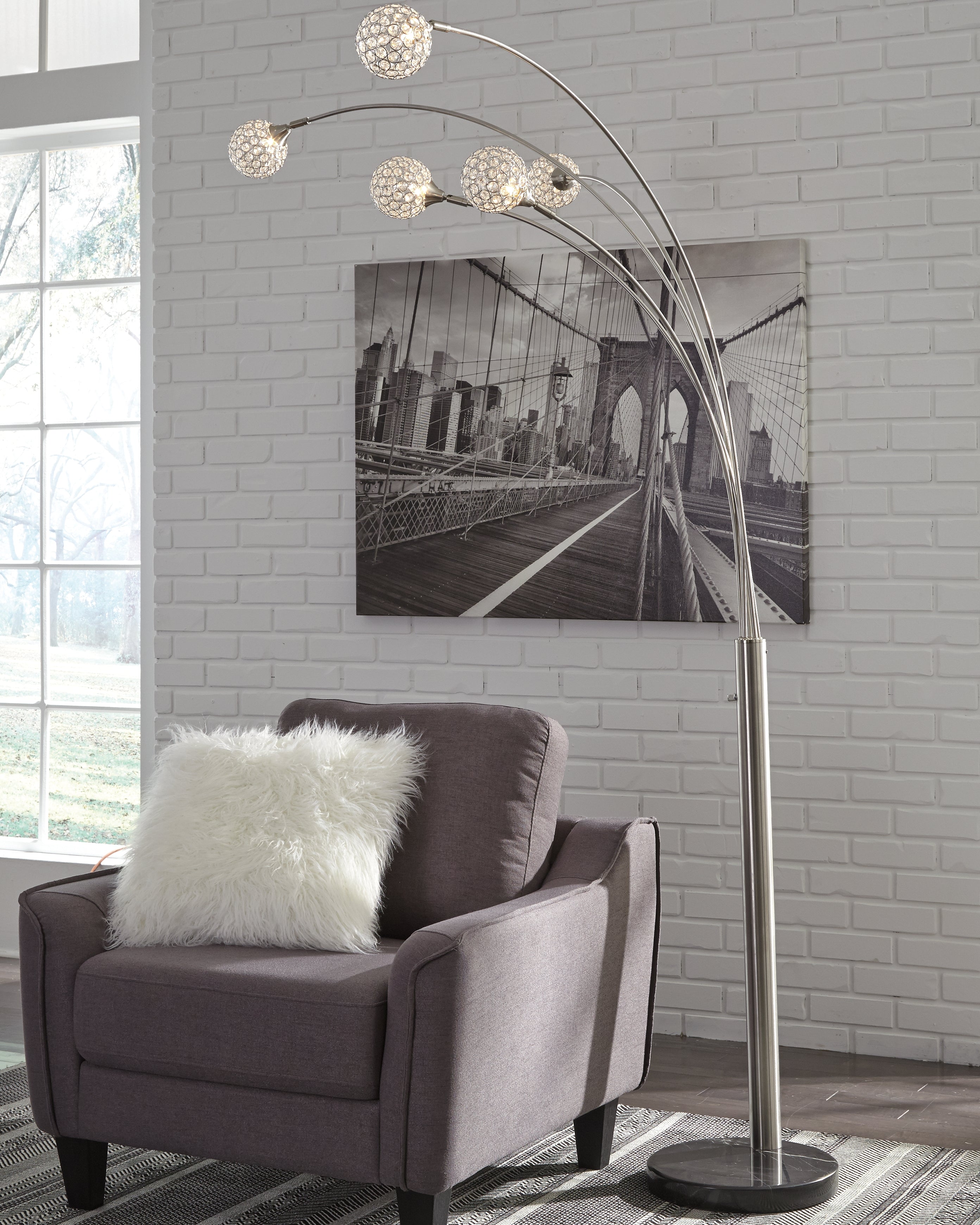 Best Deals Furniture - Ashley Furniture - Winter Arc Lamp - Metal Arc Lamp (1/CN) - L725089