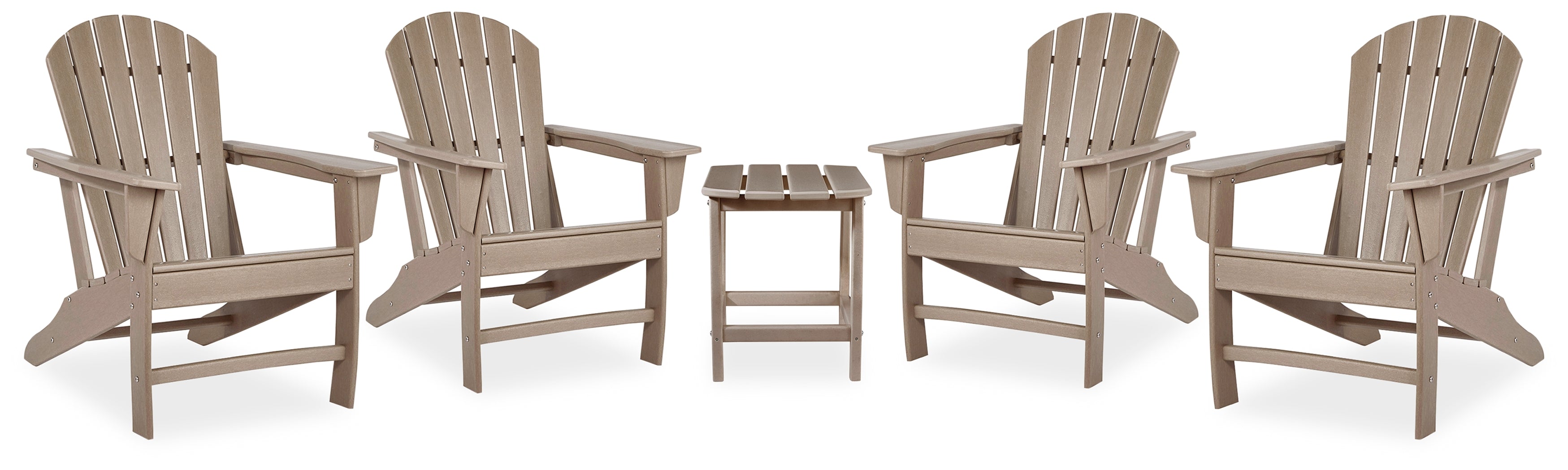 Best Deals Furniture - Ashley Furniture - Sundown Treasure 4 Adirondack Chairs and Outdoor End Table - 4 Adirondack Chairs and Outdoor End Table - P014P2