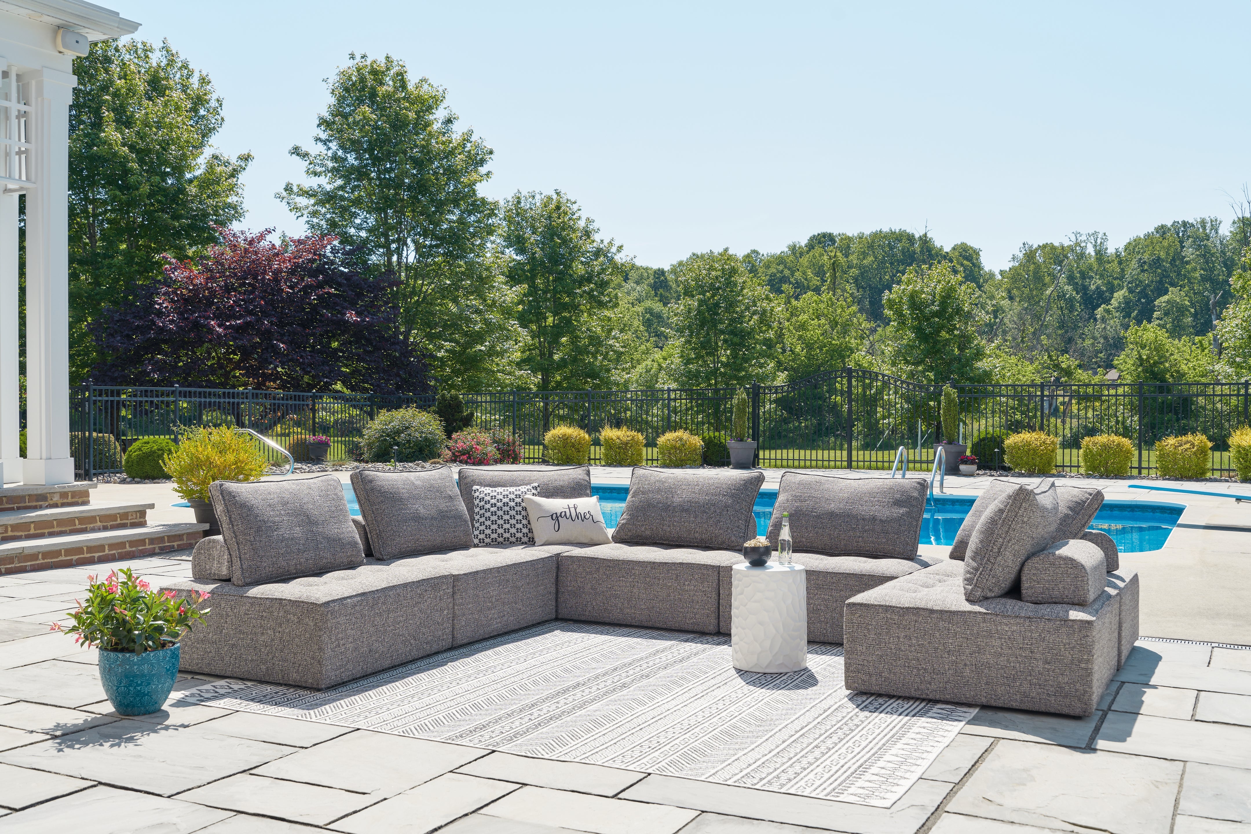 Best Deals Furniture - Ashley Furniture - Bree Zee 7-Piece Outdoor Sectional - 7-Piece Outdoor Sectional - P160P2